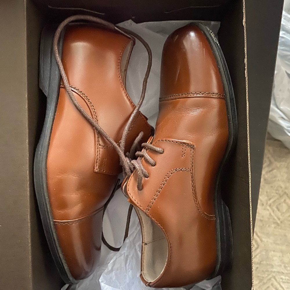 Florsheim Reveal Cap Toe Oxford Shoes 16599-221 Brown Cognac Boys 1M